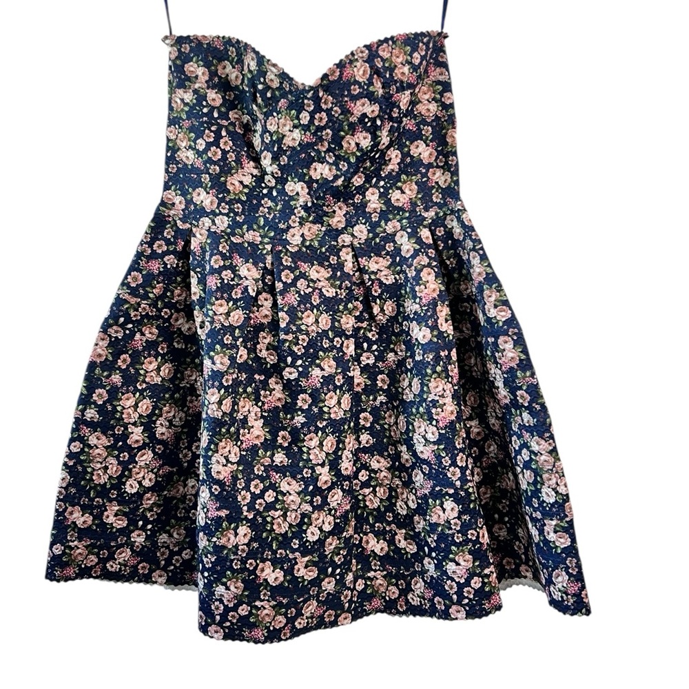 Sans Souci Floral Mini Dress - Navy and Pink